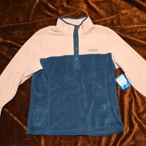 Columbia Two-Tone Fleece Pullover in Pink and Blue